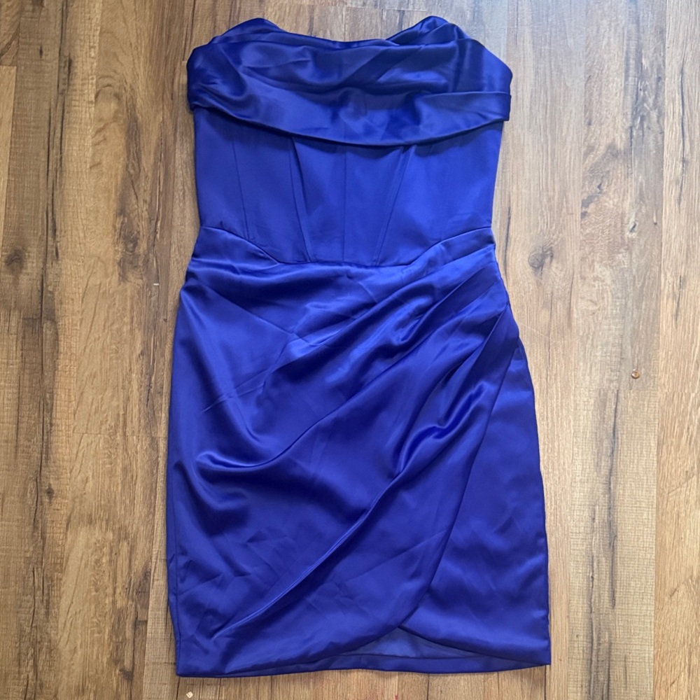 Bardot Strapless Dress Deep Blue
